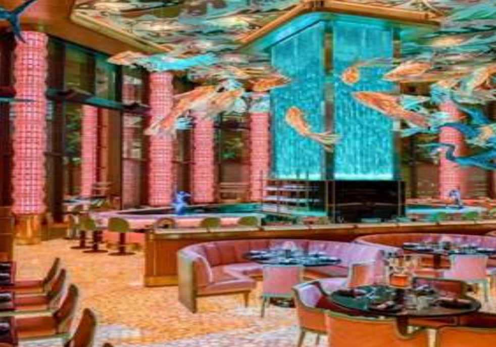 A large room with many tables and chairs