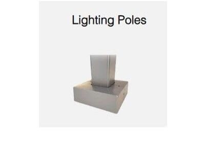 A simple 3D model of lighting poles on a rectangular base.